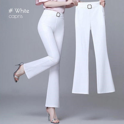 High waist ice silk thin flare pant
