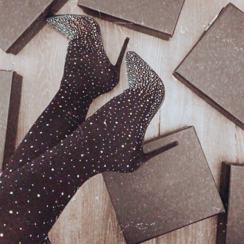💥Hot Sales - 50% OFF✨Women’s Sparkly Faux Diamonds Over-the-Knee Boots👠