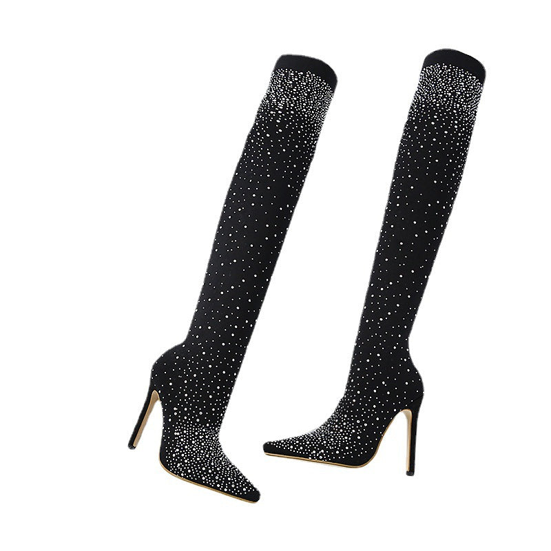 💥Hot Sales - 50% OFF✨Women’s Sparkly Faux Diamonds Over-the-Knee Boots👠