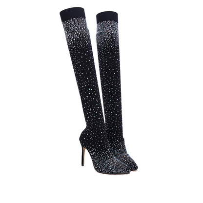 💥Hot Sales - 50% OFF✨Women’s Sparkly Faux Diamonds Over-the-Knee Boots👠