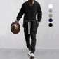💥Heute angekommen – 50%💥 2-teiliges Herren-Set aus Baggy-Sweatshirt mit V-Ausschnitt und Jogginghose