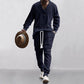 💥Heute angekommen – 50%💥 2-teiliges Herren-Set aus Baggy-Sweatshirt mit V-Ausschnitt und Jogginghose