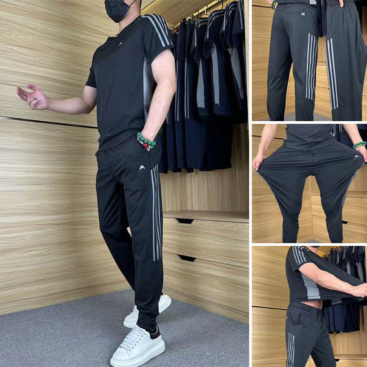 🎁Zweiteiliges Sport-Set für Herren: Kurzarm-T-Shirt & Lange Hose