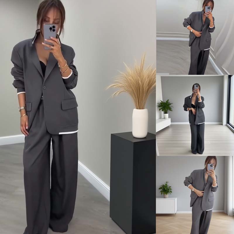 ⏰FLASH SALE 49% OFF🔥Women's Long Sleeve Blazer & Wide Leg Pant 2-Piece Set