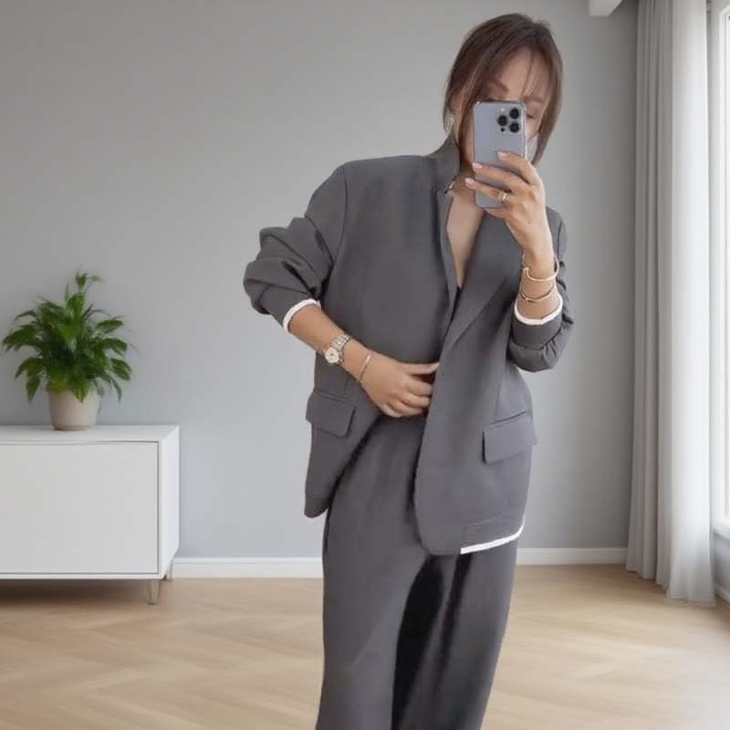 ⏰FLASH SALE 49% OFF🔥Women's Long Sleeve Blazer & Wide Leg Pant 2-Piece Set