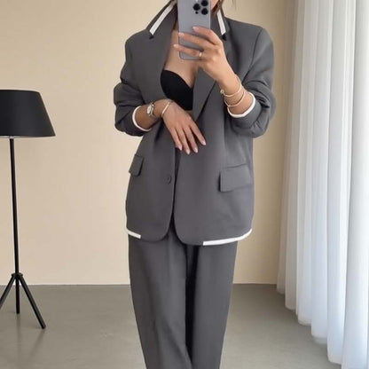 ⏰FLASH SALE 49% OFF🔥Women's Long Sleeve Blazer & Wide Leg Pant 2-Piece Set
