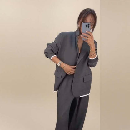 ⏰FLASH SALE 49% OFF🔥Women's Long Sleeve Blazer & Wide Leg Pant 2-Piece Set