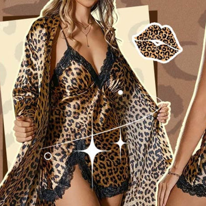 Sexy Leopard Print Robe & Nightgown Set