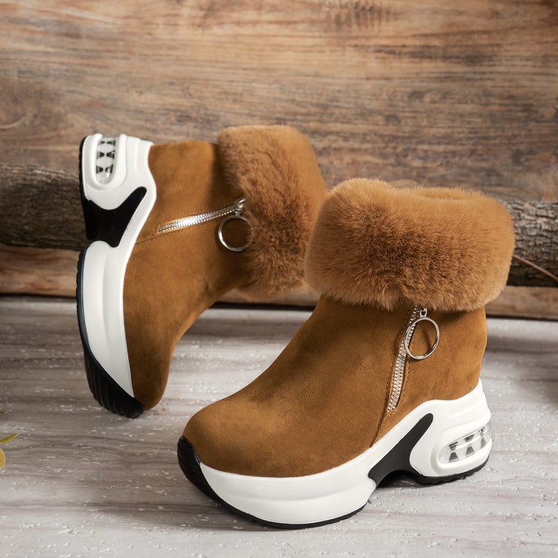 Women’s Thick-Sole Lined Ankle Boots: Warm, Elevated & Walk-all-Day Comfy